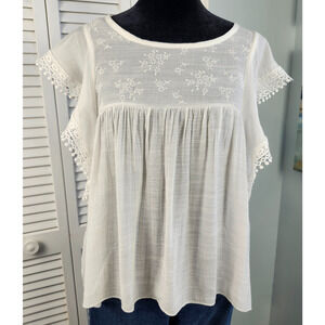 Rebellion Boho Top Large White Lace Fringe Ruffle